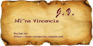 Jóna Vincencia névjegykártya